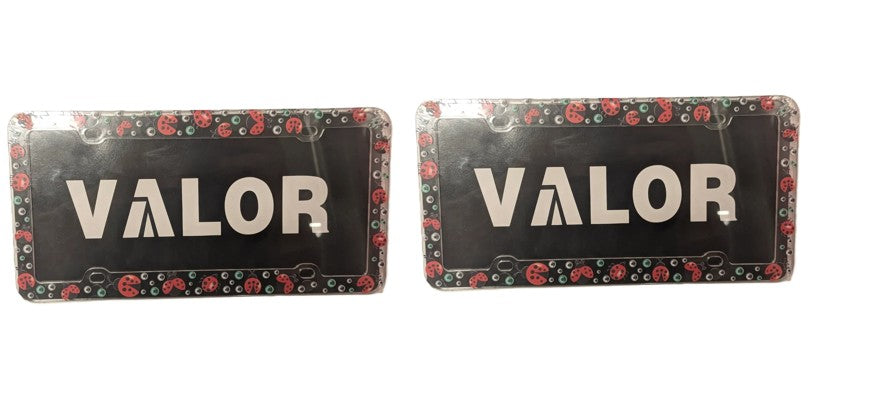Ladybug car license plate cover set of 2 with clear plastic frame and cute red ladybug design