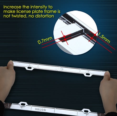 Blue Crystal Chrome License Plate Frame – Single Row Rhinestones