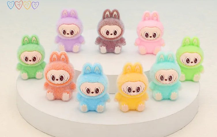 10-piece Labubu sitting mini figure set – colorful 1.5 inch bunny toys for display or collection