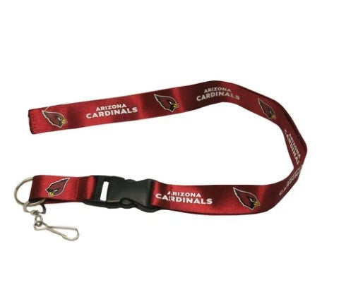NFL Arizona Cardinals red lanyard with detachable clip and team logo