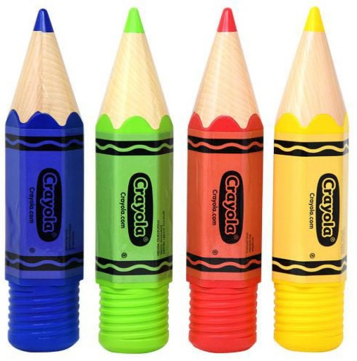 Crayola Pencil Case Set of 4 – Jumbo Crayon Style Plastic Storage Tubes (10"x2")