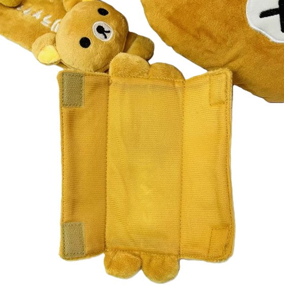 Brown Rilakkuma seatbelt cushion – cute car strap plush for kids or collectors