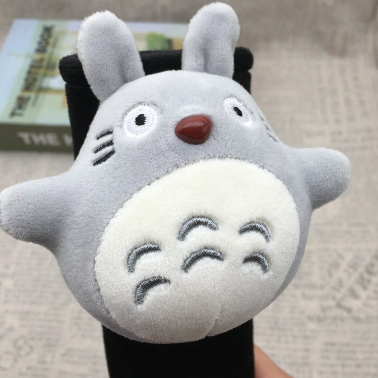 Cute grey Totoro shoulder cushion – plush strap protector for comfort and style
