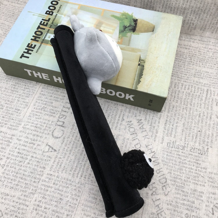 Cute grey Totoro shoulder cushion – plush strap protector for comfort and style