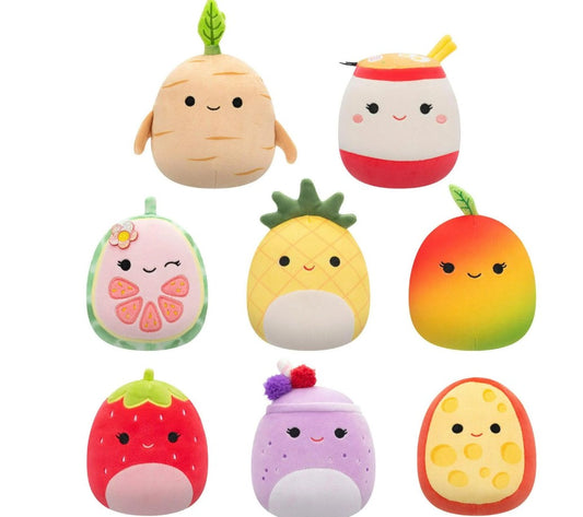8-Pack 4.5" Squishmallows Fruit & Food Plush Set - Lena, Scarlet, Ximena, Maui, Raisy, Mannon, Jyri, Vie
