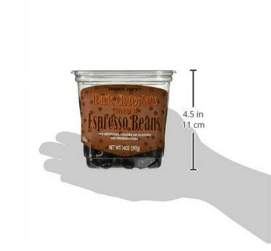Trader Joes Dark Chocolate Covered Espresso Beans – 14 oz Tub