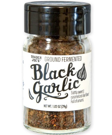 Trader Joe’s Ground Fermented Black Garlic seasoning jar 1.02 oz