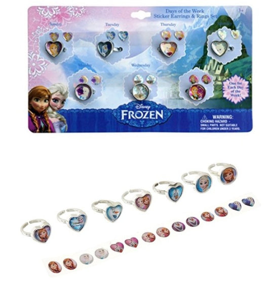 3 packs Disney Frozen Earrings & Rings Set | Party Supplies Favor Gifts