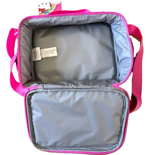 Open interior of Hello Kitty insulated lunch tote