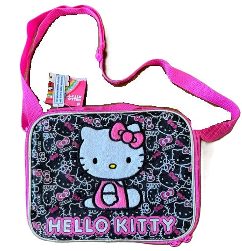 Front of Hello Kitty insulated lunch bag with bow design