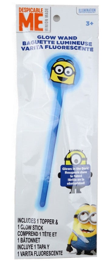 Single Minion glow wand in packaging – front view