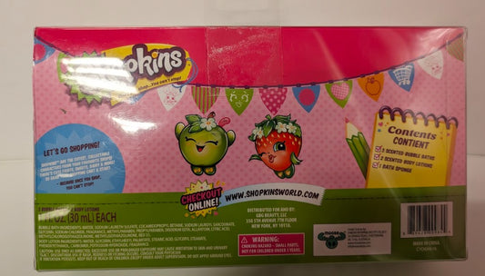 Shopkins 5-Piece Scented Bath & Body Set – Bubble Bath, Lotion & Sponge (30mL Each)