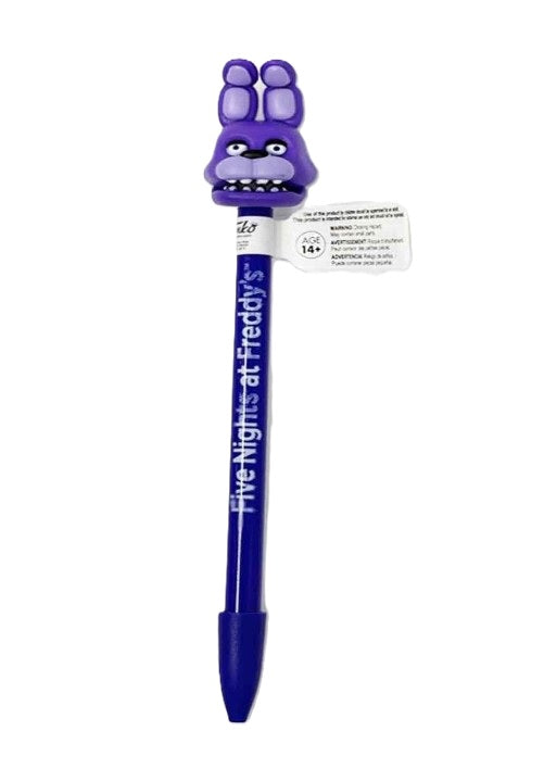 Five Nights at Freddy's Bonnie pen topper with purple barrel and 3D Bonnie head

