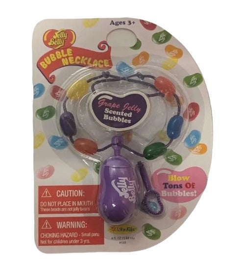 Jelly Belly Bubble Necklace in retail packaging – Very Cherry, Top Banana

