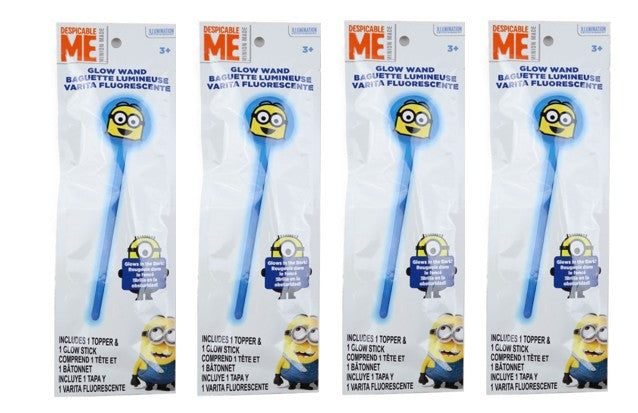Image 1: Set of 4 Despicable Me Minion glow wands with packaging