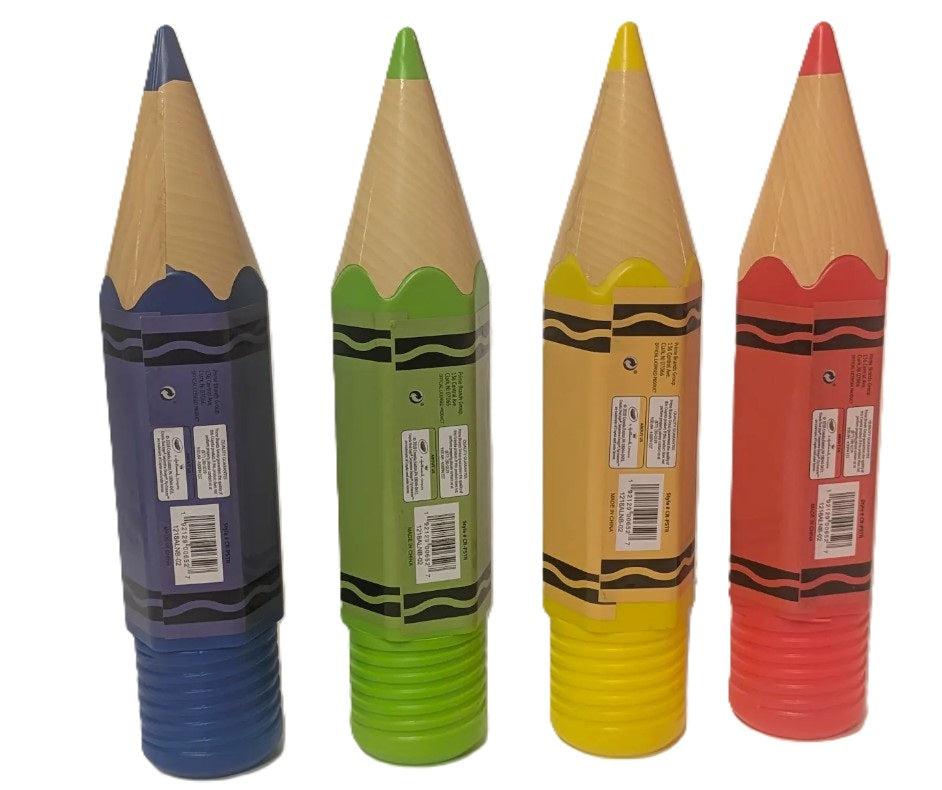 Crayola Pencil Case Set of 4 – Jumbo Crayon Style Plastic Storage Tubes (10"x2")