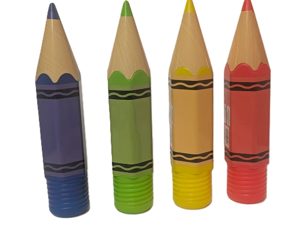 Crayola Pencil Case Set of 4 – Jumbo Crayon Style Plastic Storage Tubes (10"x2")