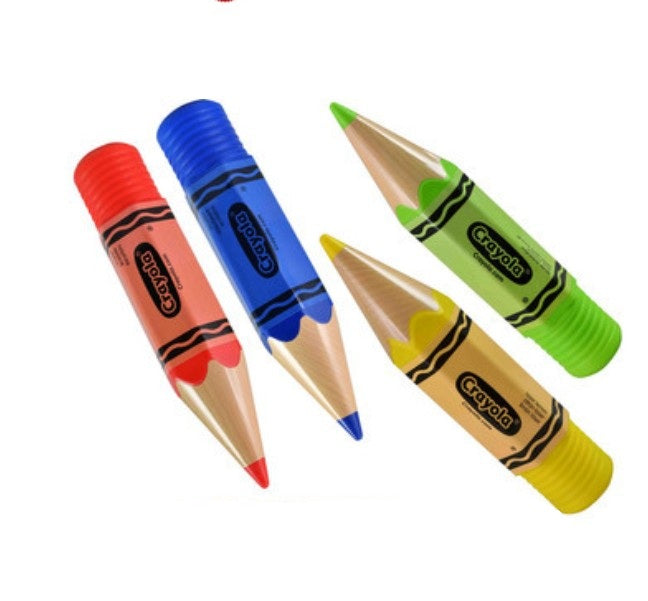 Crayola Pencil Case Set of 4 – Jumbo Crayon Style Plastic Storage Tubes (10"x2")