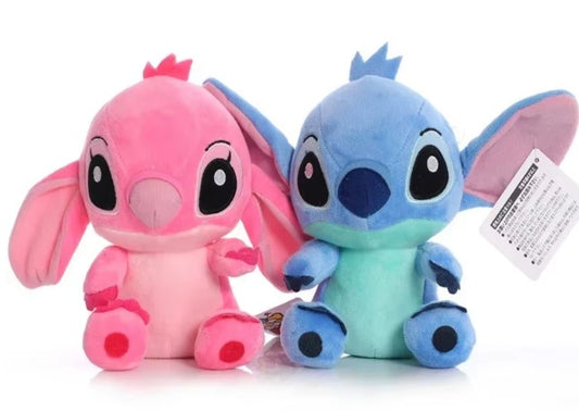 Stitch and Angel plush toy set – 6.5 inch soft stuffed animals with suction cups for car or window decor

