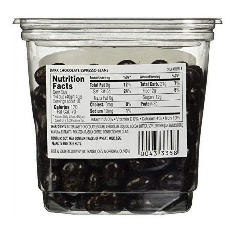 Trader Joe's Dark Chocolate Covered Espresso Beans – 2 Pack (14 oz Each)