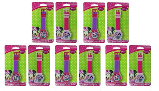 10-pack Minnie Mouse LCD watches with pink and purple straps, great for party favors