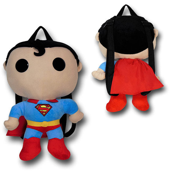 Front view of Funko Superman plush backpack

