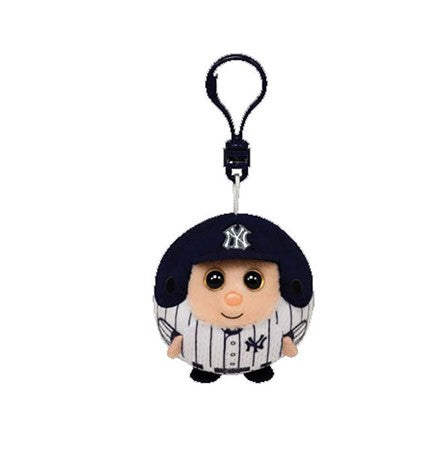 TY Beanie Ballz New York Yankees 2.5" plush keychain with plastic clip

