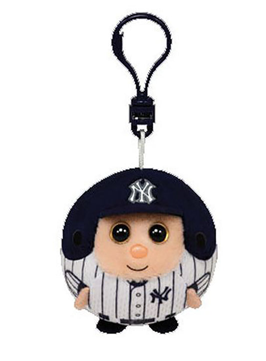 TY Beanie Ballz New York Yankees 2.5" plush keychain with plastic clip

